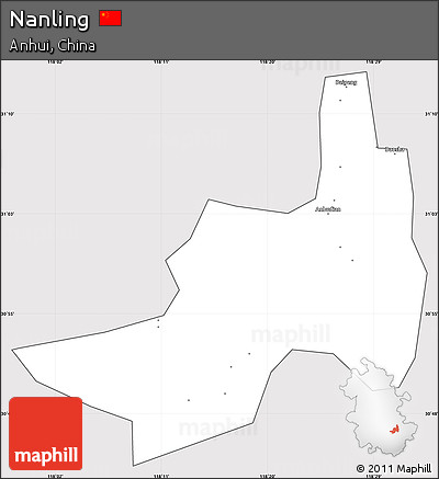 Silver Style Simple Map of Nanling, cropped outside
