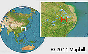 Satellite Location Map of Ningguo