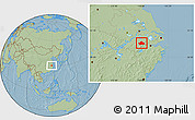 Savanna Style Location Map of Ningguo, hill shading
