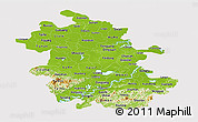 Physical Panoramic Map of Anhui, cropped outside