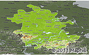 Physical Panoramic Map of Anhui, darken, semi-desaturated