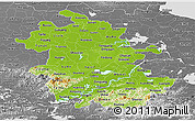 Physical Panoramic Map of Anhui, desaturated