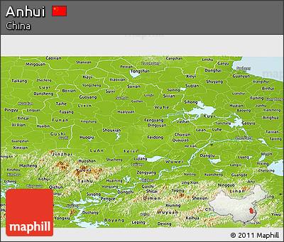 Physical Panoramic Map of Anhui