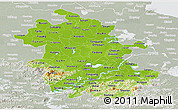 Physical Panoramic Map of Anhui, lighten, semi-desaturated