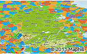 Physical Panoramic Map of Anhui, political outside