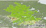 Physical Panoramic Map of Anhui, semi-desaturated