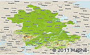 Physical Panoramic Map of Anhui, shaded relief outside