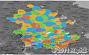 Political Panoramic Map of Anhui, darken, desaturated