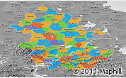 Political Panoramic Map of Anhui, desaturated