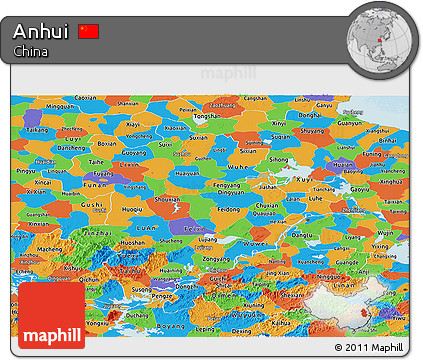 Political Panoramic Map of Anhui