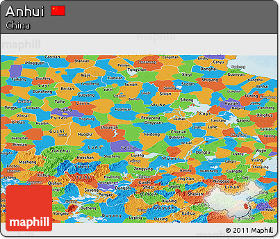 Political Panoramic Map of Anhui