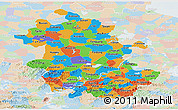 Political Panoramic Map of Anhui, lighten