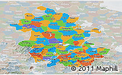 Political Panoramic Map of Anhui, lighten, semi-desaturated