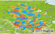 Political Panoramic Map of Anhui, physical outside