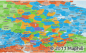 Political Panoramic Map of Anhui, political shades outside