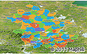 Political Panoramic Map of Anhui, satellite outside