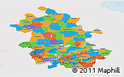 Political Panoramic Map of Anhui, single color outside