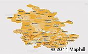 Political Shades Panoramic Map of Anhui, cropped outside