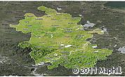 Satellite Panoramic Map of Anhui, darken, semi-desaturated
