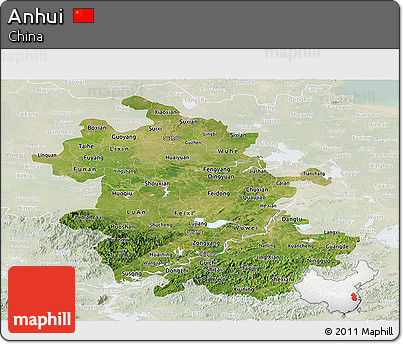 Satellite Panoramic Map of Anhui, lighten