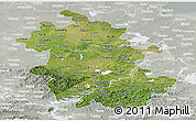 Satellite Panoramic Map of Anhui, lighten, semi-desaturated
