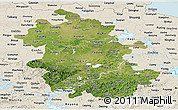 Satellite Panoramic Map of Anhui, shaded relief outside