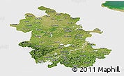 Satellite Panoramic Map of Anhui, single color outside