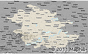 Shaded Relief Panoramic Map of Anhui, darken, desaturated