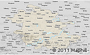 Shaded Relief Panoramic Map of Anhui, desaturated