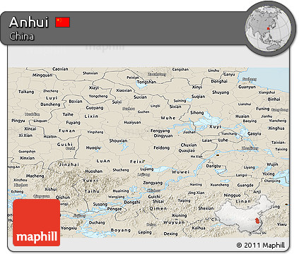 Shaded Relief Panoramic Map of Anhui