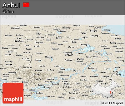 Shaded Relief Panoramic Map of Anhui