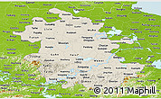 Shaded Relief Panoramic Map of Anhui, physical outside