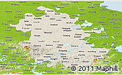 Shaded Relief Panoramic Map of Anhui, physical outside