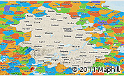 Shaded Relief Panoramic Map of Anhui, political outside