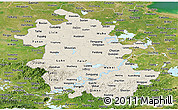 Shaded Relief Panoramic Map of Anhui, satellite outside