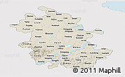 Shaded Relief Panoramic Map of Anhui, single color outside