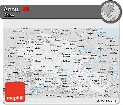 Silver Style Panoramic Map of Anhui