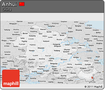 Silver Style Panoramic Map of Anhui