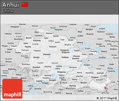 Silver Style Panoramic Map of Anhui