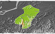 Physical 3D Map of Qingyang, darken, desaturated