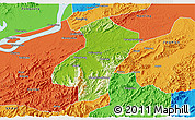 Physical 3D Map of Qingyang, political outside