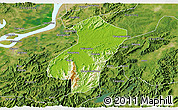 Physical 3D Map of Qingyang, satellite outside