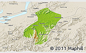 Physical 3D Map of Qingyang, shaded relief outside