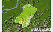 Physical Map of Qingyang, darken