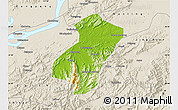 Physical Map of Qingyang, shaded relief outside
