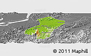 Physical Panoramic Map of Qingyang, desaturated