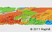 Physical Panoramic Map of Qingyang, political outside