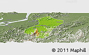 Physical Panoramic Map of Qingyang, semi-desaturated
