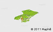 Physical Panoramic Map of Qingyang, single color outside