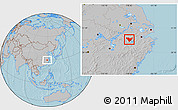 Gray Location Map of Shexian, hill shading